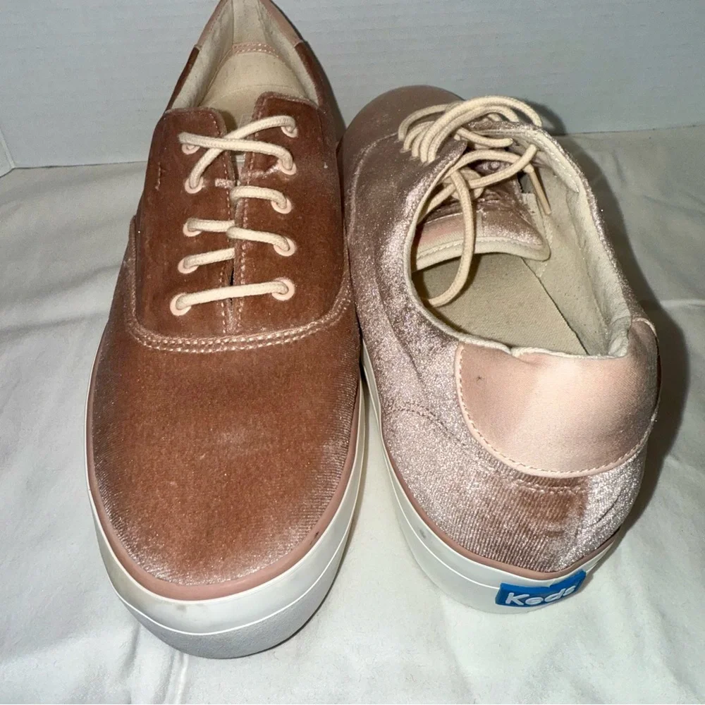 Keds Women's 11‎ Champagne Pink Tan Velvet Sneakers Tennis Shoes